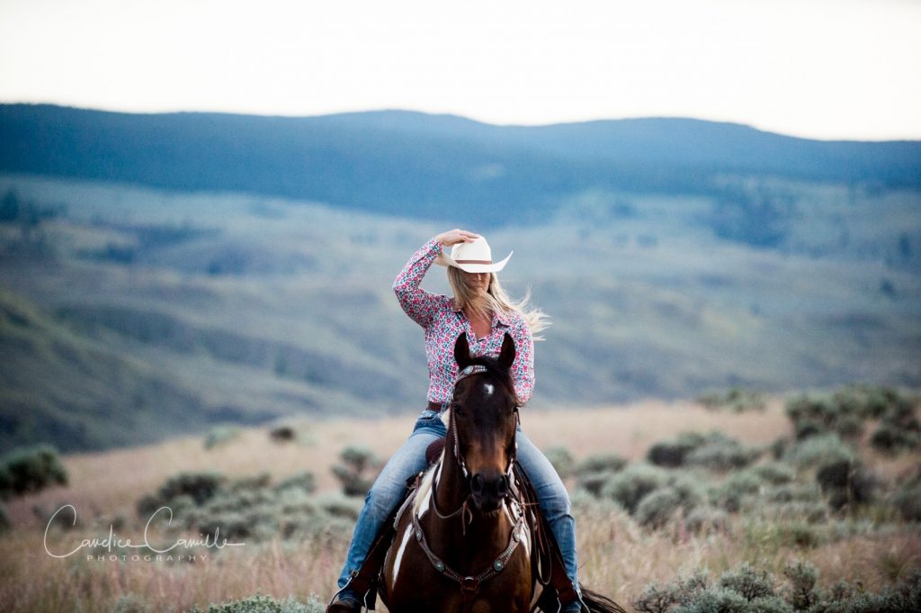 cowgirl on her big paint horse